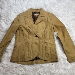 Wilsons Leather Fringe Jacket Women Medium M Tan‎ Western Boho Festival Vintage